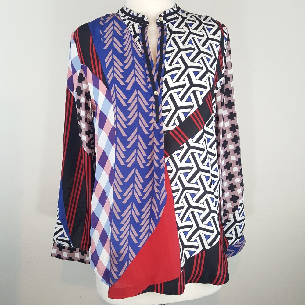 Maeve Multi Pattern Long Sleeve Tunic Blouse
